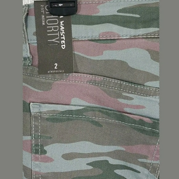 Aeropo High Waisted Camo Denim Shorty Shorts SIZE2 - Picture 2 of 5